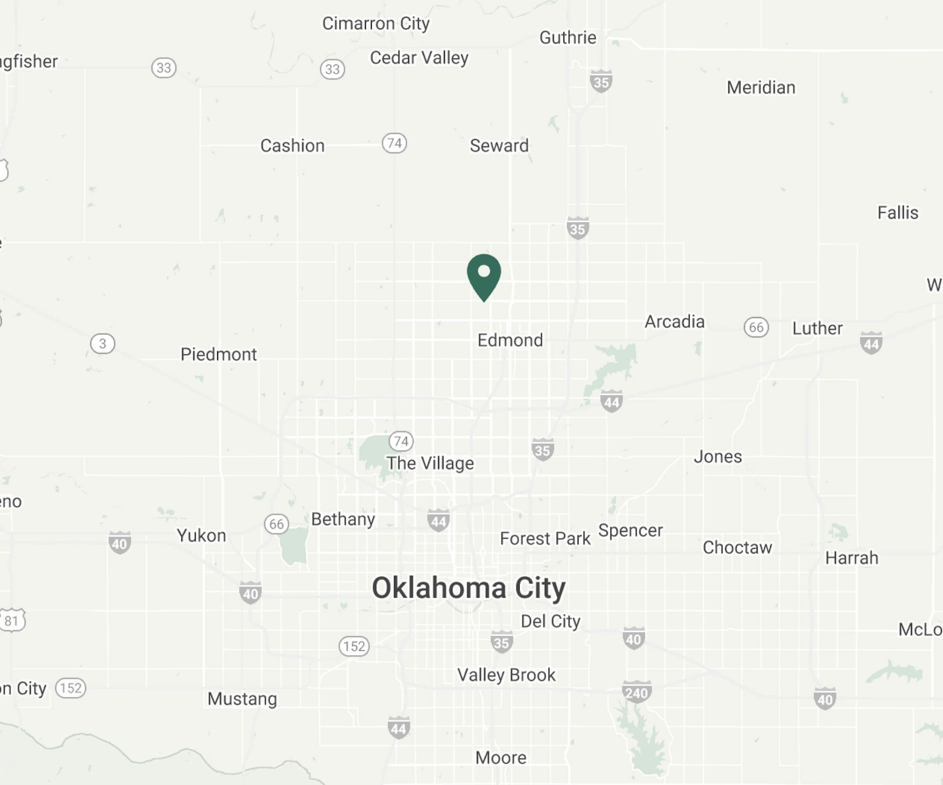 Map view of the clinic location in Edmond