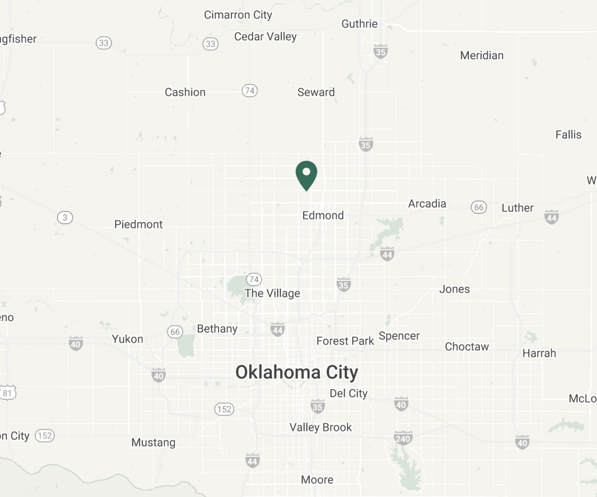 Map view of the clinic location in Edmond